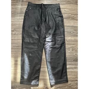 SPANX Faux Leather Stretch Hight Waisted Straight Crop Pants size XL Black